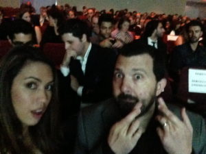 Eyal and me crossing our fingers before the p.g.a. announces the winners!